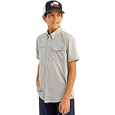 HUK Kids Tide Point Short Sleeve Shirt, Fishing Button Down for Kids