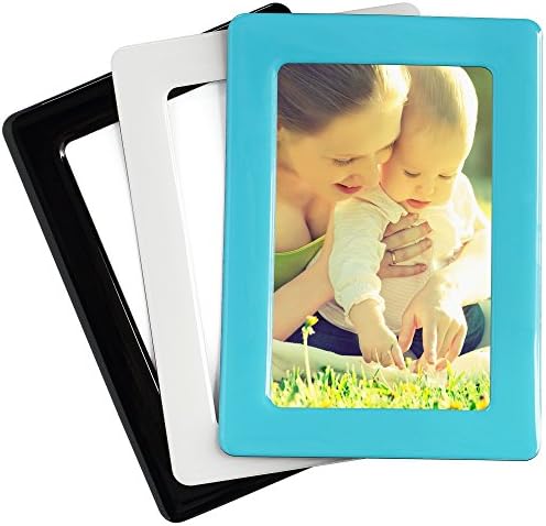 Merkapa Crystal Magnetic Photo Picture Frames and Refrigerator Magnets, Pocket Frame, Holds 4 x 6 Inches Photos, 3 Pack (Mediterranean 3)