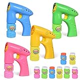 4 Pack Bubble Guns with 8 Bubble Solution, LED Bubble Blaster, Bubble Machine for Kids Birthday Party, Outdoor Toys, Halloween Party Favors