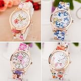 Womens Flower Watches,COOKI Unique Analog Fashion Clearance Lady Watches Female watches on Sale Casual Wrist Watches for Women,Round Dial Case Comfortable Silicone Watch-H17