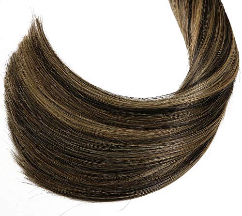 Clip in Hair Extensions 120G 100% Brazilian Remy Human Hair Extensions 9A Thickened Soft Silky Straight for Fashion Women 7pcs 17clips Full Head (14Inch Balayage Natural Black to Honey Blonde) - Thumbnail 4