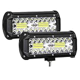 AUZKIN 7 Inches LED Light Bar Submersible driving lights 240W 24000lm LED Pods Spot Flood Combo Beam Off Road lights fog lights for Truck Trailer Pickup Boat Car SUV ATV RV Jeep,2Pcs