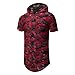 UNRESTRAINED Mens Hipster Hip Hop Holes Zipper Camo T Shirt