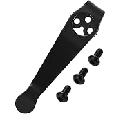 Qtcial Deep Carry Pocket Clip for Spyderco Para 3, Paramilitary 2, Black | 1 Pack Titanium Pocket Clip with 3 Pieces Screws, Knife Pocket Back Clip for More Spyderco Models Knives, 3 Hole Pocket Clips