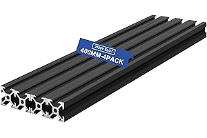 Seekliny 400mm 2020 V Slot Aluminum Extrusion Profile, 2020 Series Extruded Aluminum Rail 400mm, 20x20 Aluminum Extrusion, 20/20 Al Extrusion 400mm Black 4 Pcs for 2020 Corner Bracket Hardware