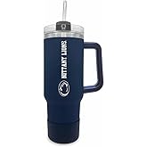 Campus Colors College & University 40 oz Travel Tumbler With Handle - Dual Option Lid With Straw - Vacuum Insulated Stainless Steel (Penn State Nittany Lions - Navy)