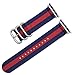 deBeer Watch Band - 2-Piece Nylon - Navy with Red Stripe - Compatible with Apple 42mm & 44mm & 45mm Series 1, 2, 3, 4, 5, 6, and 7 Apple Watch [Black Adapters]