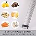 Mueller Ultra Bi-Directional Citrus Zester & Cheese Grater — Parmesan Cheese Lemon, Ginger, Garlic, Nutmeg, Chocolate, Vegetables, Fruits – 18/10 Razor-Sharp Stainless Steel Blade Wide Dishwasher Safe