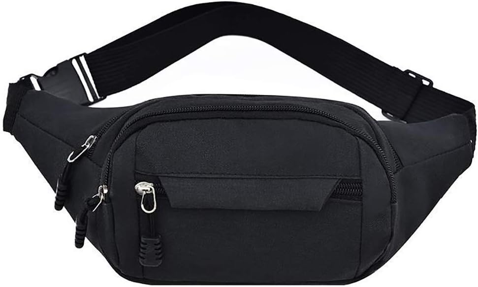 kuou Bumbag Waist Bag,Waterproof 4 Zip Pockets Fanny Pack Running Waist Pack Bag Adjustable Belt Waistpacks for Outdoors Running Marathon Gym Cycling