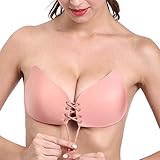 Aedo Push Up Strapless Self Adhesive Reusable Padded Invisible Bra (Cup C, Angel Push Up Goddesses Pink)