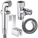 SonTiy Hand Held Bidet Sprayer for Toilet, Baby Cloth Diaper Bidet Jet Spray, Shattaf Bathroom Chrome Toilet Bidet Attachment|No Leaking|Resist High Pressure|Brass T valve