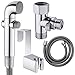SonTiy Handheld Bidet Sprayer Shattaf Cloth Diaper Sprayer for Toilet Attachment with Adjustable Water Pressure Control Shut-off Brass T- Valve ABS Chrome