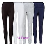 Contenta Women's High Waist Cotton Leggings Full Length w Spandex Juniors Also Plus Size