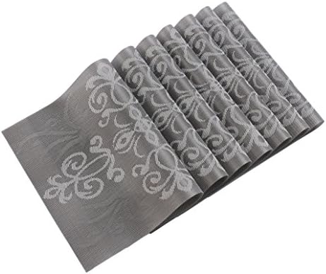 Placemats Set of 6 Heat-resistant Anti-skid PVC Placemat for Dining Table Durable Woven Vinyl Stain Resistant Table Mats Exquisite Pack