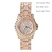 Huntmic Luxury Full Diamond Women Watch Rhinestone Stainless Steel Band Bracelet Wristwatch for Ladies