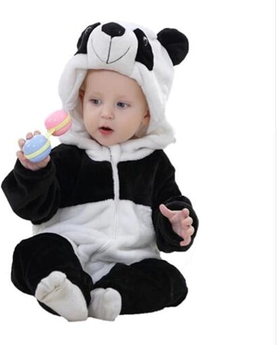 Amazon Co Jp 春秋 赤ちゃん 洋服 フランネル 男赤ちゃんの洋服 漫画の動物のスーツ 女赤ちゃん ロンパース ベビー服 80 パンダ 服 ファッション小物