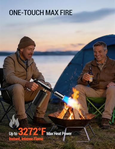 ThermoMaven Propane Torch with One-Touch Max Fire, Cooking Blow Torch Gun with a Safety Lock, Charcoal Lighter, Flame Thrower, Kitchen Food Torch Head for Grill, Sous Vide, BBQ (Tank Not Included)