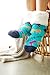 Pudus Horse Aqua Cozy Winter Slipper Socks for Women and Men with Non-Slip Grippers and Faux Fur Sherpa Fleece - Adult Regular Fuzzy Socks