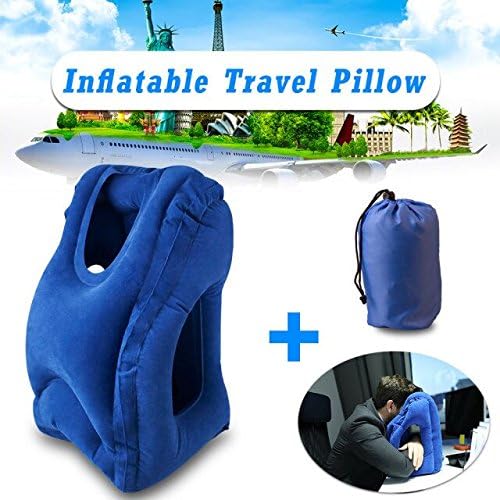 Inflatable Travel Pillow For Airplanes- Portable Travel Pillow- Travel Pillow Design For Cars, Trains,Office Napping,Camping(Blue)