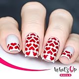 Whats Up Nails - Heart Lines Nail Stencils Stickers Vinyls for Nail Art Design (2 Sheets, 24 Stencils Total)