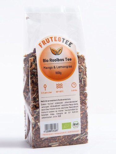 teeverliebt - Bio Rooibos Tee Mango & Lemongras 100 g I Loser Rotbusch-Tee in feinster Blatt-Qualität - koffeinfrei I…