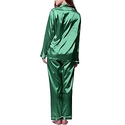 Womens Satin Pajamas Set Long Sleeve Sleepwear