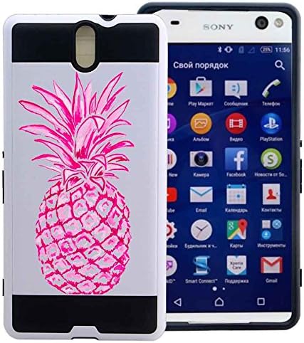 Xperia C5 Ultra Case Pink Pineapple Tropical Hipster by NPCase Hybrid Unique Design Combo Case With Armor Defender Protection Dust Shock Proof Fits Sony Xperia C5 / C5 Ultra