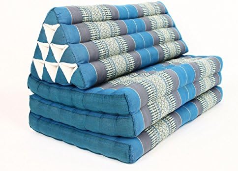 Thailand by Kaikeng XL Foldout Triangle Thai Cushion, 79x30x3 inches, Kapok Fabric, Blue,