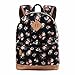Douguyan Casual Lightweight Print Backpack for Girls and Women School Rucksack Black 133B