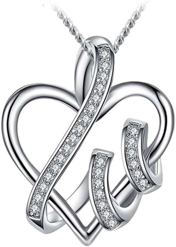 CERSLIMO Valentines Gifts for Her Girlfriend Wife Women Necklace 925 Sterling Silver Pendant Necklace Love Jewellery