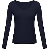 Long Sleeve Underscrub Baselayer Shirts for Women V Neck Casual Tops