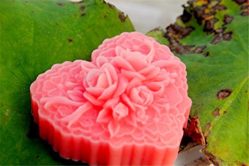 Moldiy Heart Shape Silicone Soap Making Art Clay Craft Mold with Delicate Floral Pattern