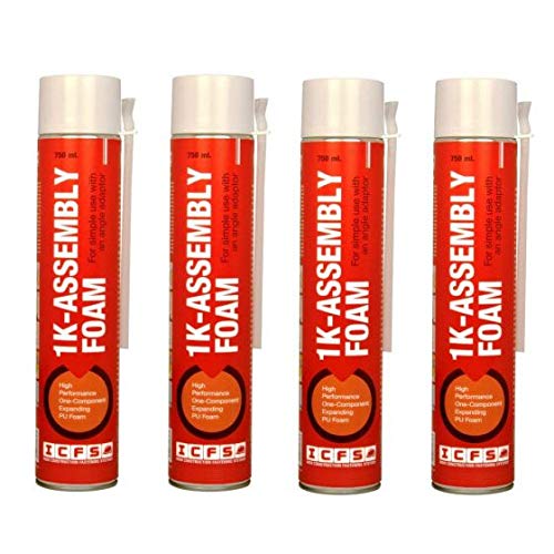 ICFS 1k Assembly Polyurethane Expansion PU Foam Spray, 750 ml, Light Yellow – Pack of 4