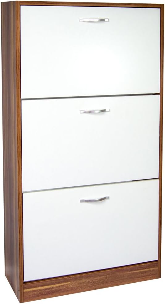 Vida Designs Shoe Cabinet, Wooden Shoe Storage Unit with 3 Pull-Down Drawers - Image 4