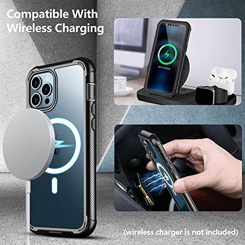 Redpepper for iPhone 12 Pro Max Case with Built-in Screen Protector,Compatible with Magsafe Full Body Heavy Duty Shockproof Case for iPhone 12 Pro Max-6.7inch (Black)