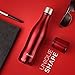 Onebttl Aqua Stainless Steel Double-walled Insulated Bottle (Red) Ideal for outdoor, school, travel, hiking & Pefect for keeping coffee, tea, ice cubes, beverage Hot & Cold - 400ml /13.5oz