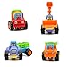 Fu T Powered Cars Push and Go Car Construction Vehicles Toys,Dump Truck, Cement Mixer, Bulldozer, Tractor, Back Cartoon Play for 1 2 3 Years Old Boys Toddlers Kids Gift ( Set of 4)