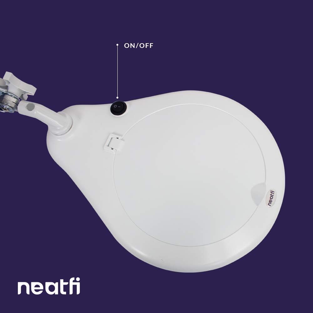 Neatfi Elite XL HD Super LED Magnifying Lamp with Clamp - 18cm Glass Lens, 5-Diopter, 6500K Daylight, White, 18cm, with Clamp - Image 5