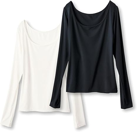 Amazon Co Jp Nissen ニッセン インナー Uvカット セット 2枚組 超冷感 長袖 指穴付き 吸汗速乾 レディース 服 ファッション小物