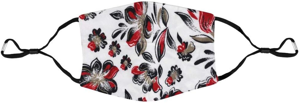 Unisex Mouth Mask, Craft Projects Poly Cotton Floral Print Fabric, Easy Breathe Reusable Washable Face Mask Anti-Dust for Outdoor Sports, Travel Resist Dust Adjustable Earloop Face Mask