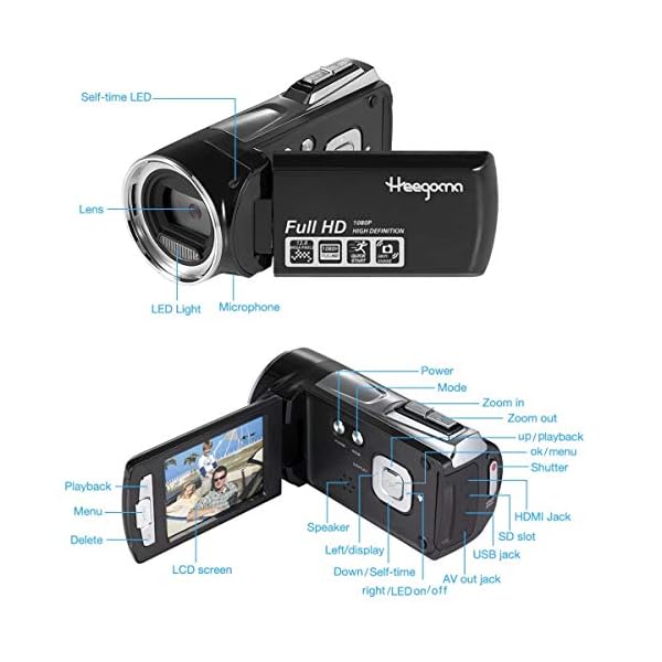 Heegomn Digitale Videokamera für YouTube Vlogging, 1080p Video Camcorder für Kinder/Kinder/Anfänger/Jugendliche – Bild 8