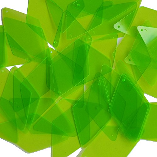 Long Sequin Diamond 1.75 inch Lime Green Transparent See Thru Couture Loose Paillettes Made in USA.