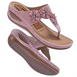 FUDYNMALC Womens Wedge Flip Flops Sandals with Arch