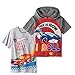 Hot Wheels Boys Short Sleeve Tee Shirt and Hooded T-Shirt 2 Pack Set (4, Grey/Red)