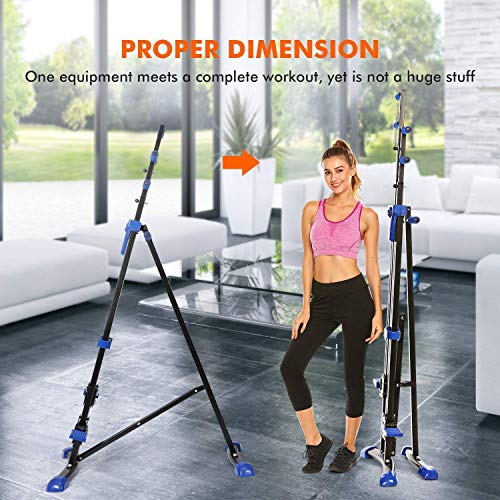 Hurbo Vertical Climber Home Gym Exercise Folding Climbing Machine Exercise Bike for Home Body Trainer Stepper Cardio Workout Training Non-Stick Grips Legs Arms Abs Calf (Black Blue) - Thumbnail 5