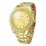 Wdnba® Men's Gold Watch Diamond Dial Fashion Gold Steel Analog Quartz Watches