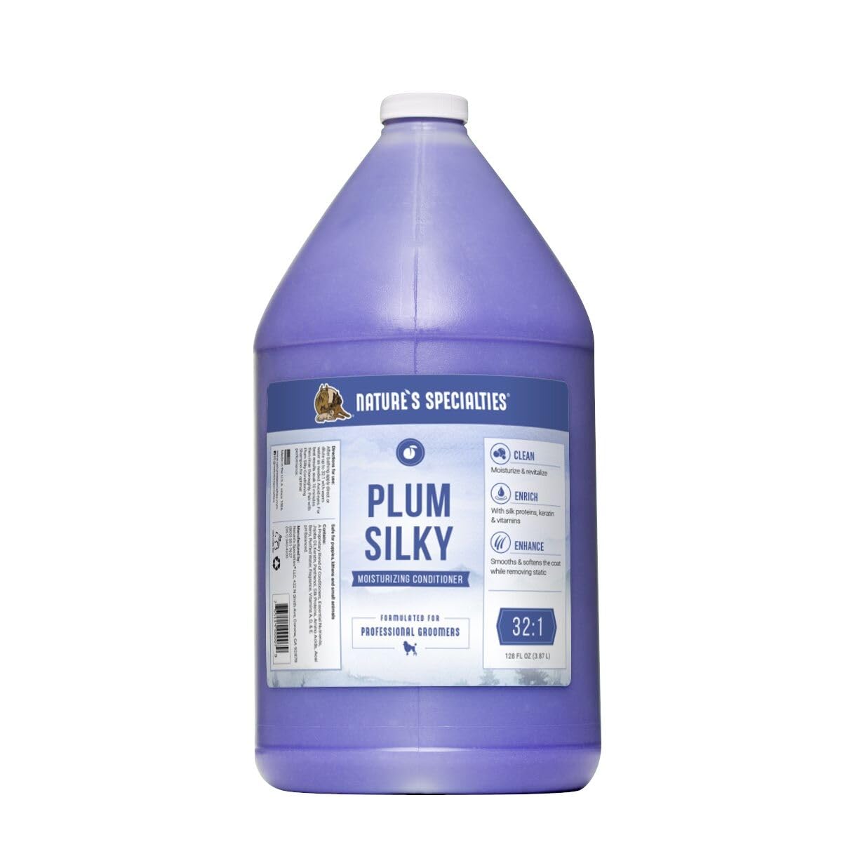 Nature's Specialties Plum Silky Dog Conditioner - Moisturising Conditioner for Dogs - Revitalises Coat - With Silk Proteins, Keratin & Vitamins - Softens the Coat & Removes Static, 3.8 Litre
