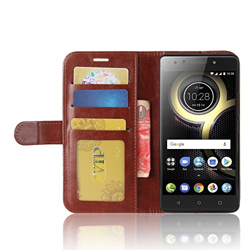 Scheam Lenovo K8 Note Case Luxury PU Leather Wallet Flip Protective Leather Covers Case Cover with Card Slots and Stand for Lenovo K8 Note Brown - Thumbnail 5