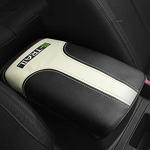Nayilin Fit For Nissan X Trail Car Armrest Box Cover,Auto Interior Accessories Armrest Protect Trim,ArLeather Armrest Mat 1pcs Suitable Fit for Nissan X-Trail 2014 2015 2016 2017 2018（Beige with Logo）