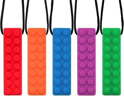 Novelfun Sensory Chew Necklace 5 Pack Silicone Teething Autism SPD Toy